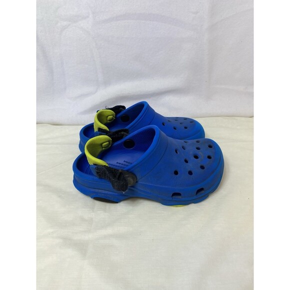 Crocs unisex-child Blue Yellow All Terrain Clogs With Adjustable Heel Strap 12C - Picture 2 of 8